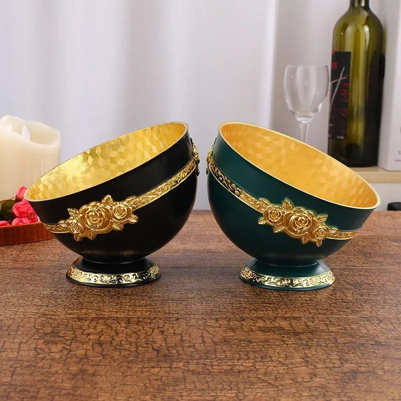 

#V European elegant two-color rose pattern bevel bowl Nuts, snacks, candy storage Decorative tray Table craft