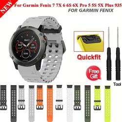 Silicone Watch Strap 26mm 22mm For QuickFit Garmin Band Fenix 8 7X 7 7S 6X 6 Pro 5 5X Epix 2 Forerunner 965 955 945 Instinct 2