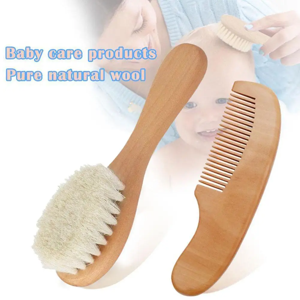 Nieuwe Babyverzorging Puur Natuurlijke Wol Baby Houten Borstel Kam Baby Kam Massager Borstel Haar Borstel Baby Haarborstel V7m1