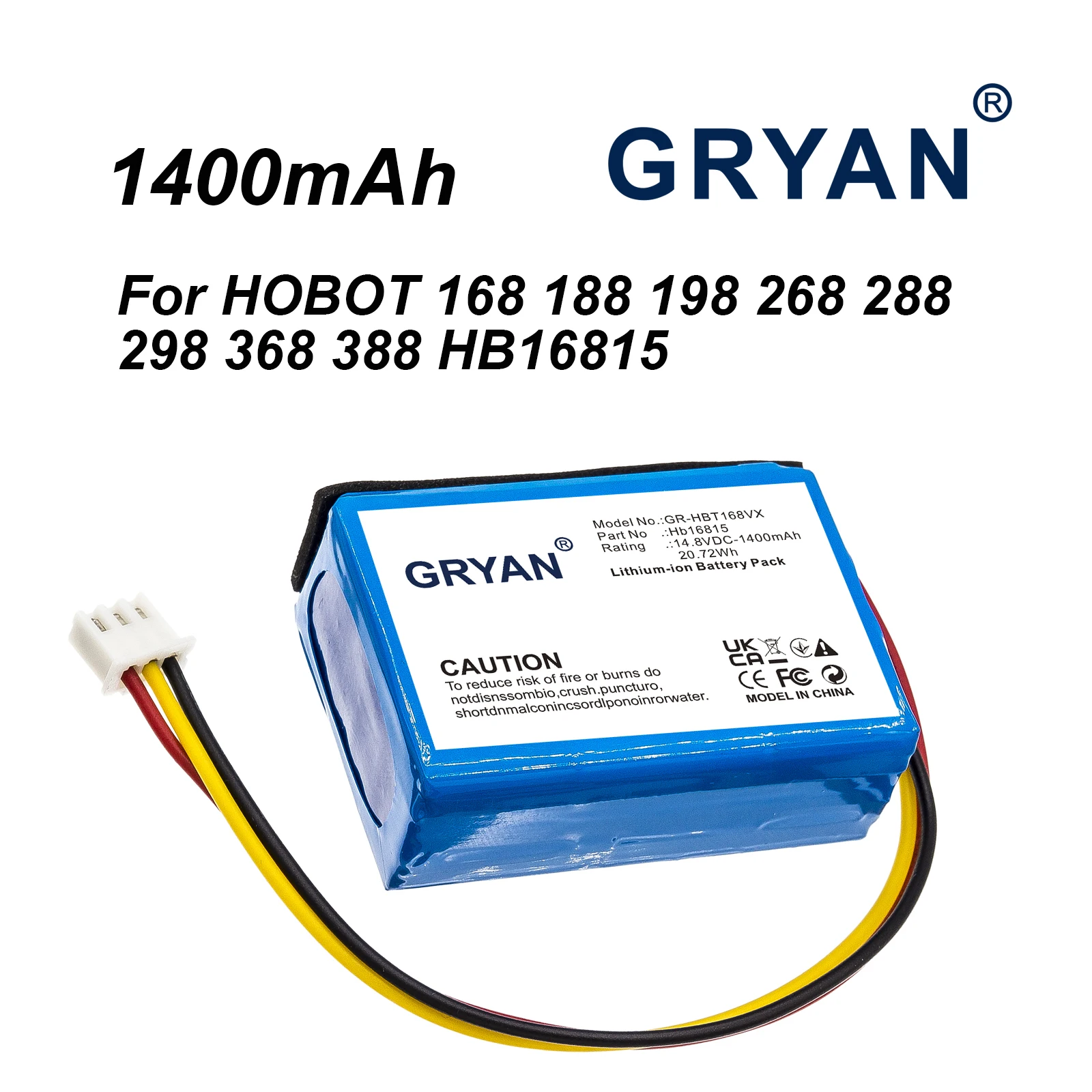 AE502945P HB16815 14.8V 1400mAh Li-Ion Battery For Window Cleaning Robot HOBOT 168 188 188C 198 268 288 298 358 368 388 G101