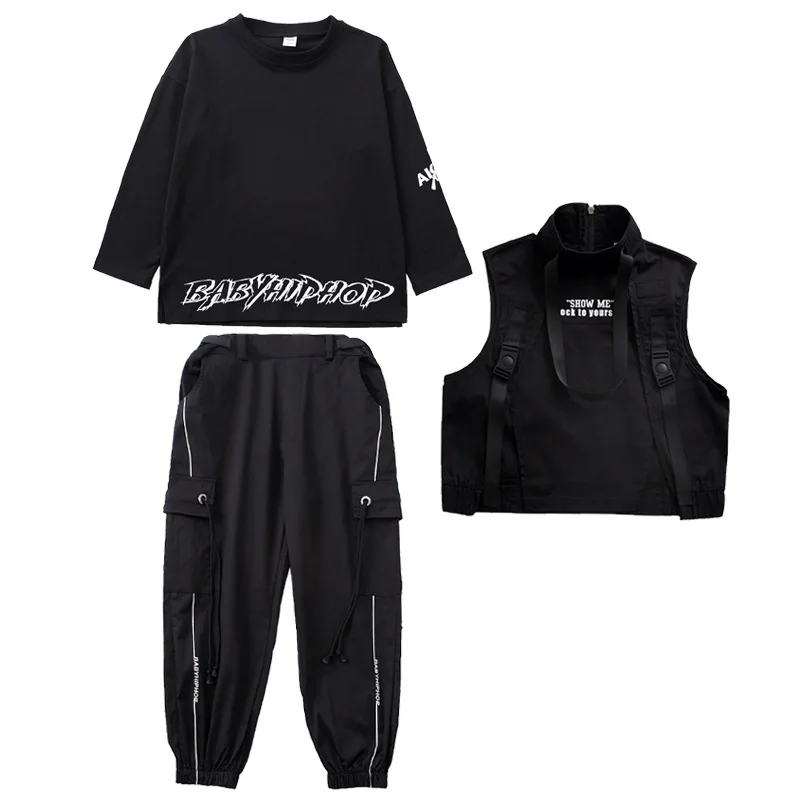 Kid Hip Hop abbigliamento camicia Top giacca senza maniche gilet Streetwear Jogger pantaloni Cargo tattici per ragazza ragazzo Costume da ballo vestiti