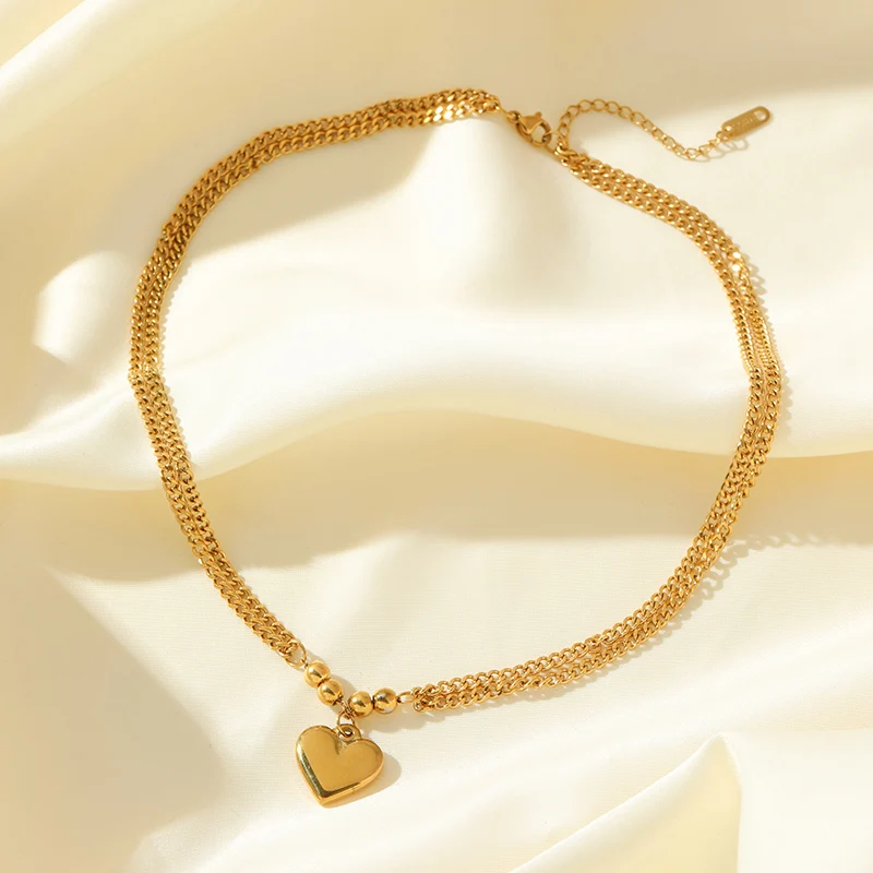 EILIECK 316L الفولاذ المقاوم للصدأ القلب الحب قلادة قلادة بيان الذهبي لامعة سميكة مكتنزة طوق استرخى سلسلة عنق مجوهرات #5