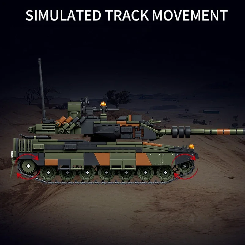 Military Series Armored Vehicle Building Blocks Machine War Leopard 2A6 Heavy Tank Bricks Sets Creative Toy Festival Gift