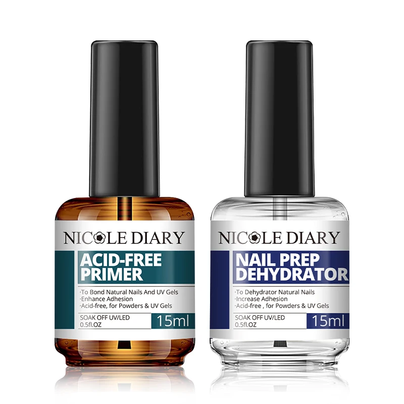 NICOLE DIARY 15ML Nail Prep Dehydrator Acid-free Primers Gel Soak Off UV Nail Polish Long Lasting Air Dry for Gel Polish Manicu
