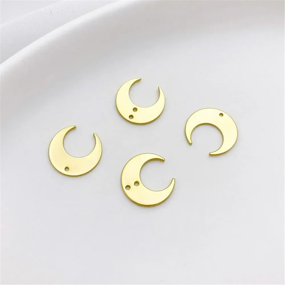 14K Gold-plated Simple Joker Smooth Moon Series Pendant Diy Bracelet Necklace Ear Jewelry Accessories Materials L486