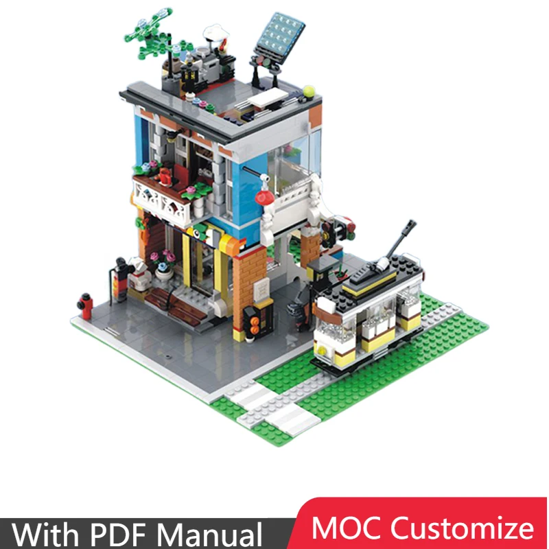 

967 PCS MOC Creative Luxury Villa Pet Shop Modular Building Blocks Model Educational DIY Assembly Toy For Boys Christmas Gift