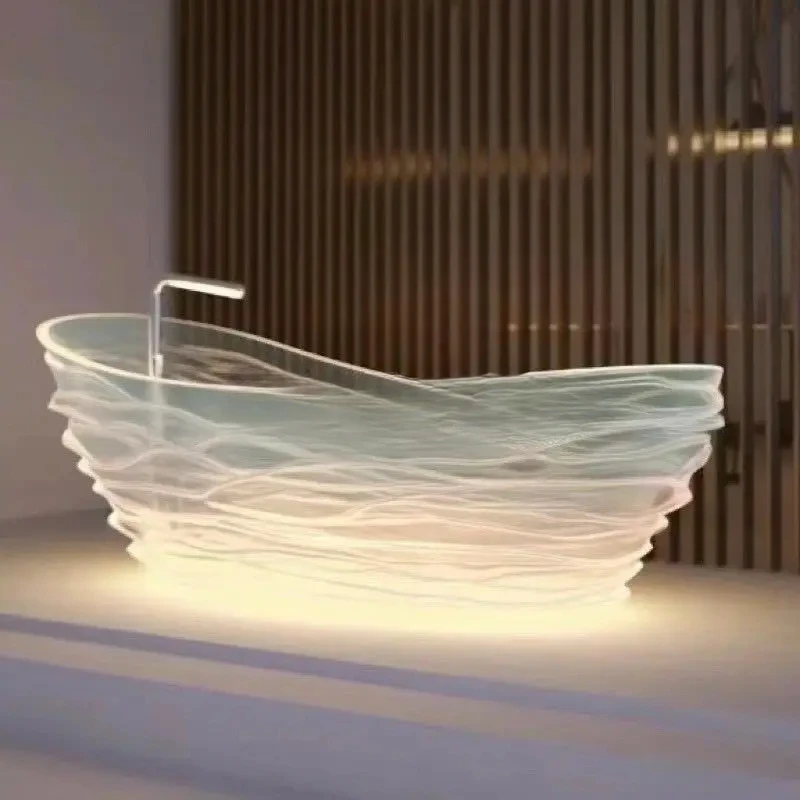 

New transparent crystal resin bathtub water ripple color hotel villa bathtub independent integrated