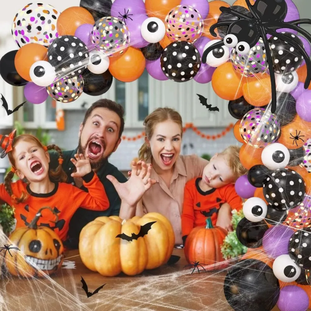 153PCS Halloween Balloon Wreath Set Colorful Latex Long Balloon Question Horror Party Supplies Halloween Decorative Balloon