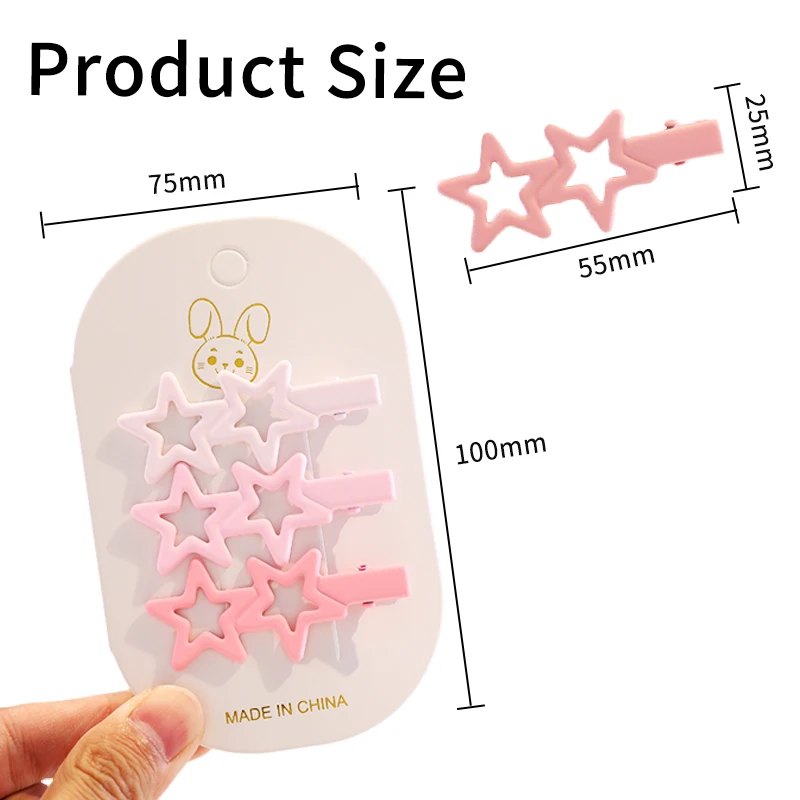 3 Pcs/Set New Children Vintage Alloy Stars Geometry Ornament Hair Clips Girls Sweet Hair Clips Female Fashion Hair Accessories