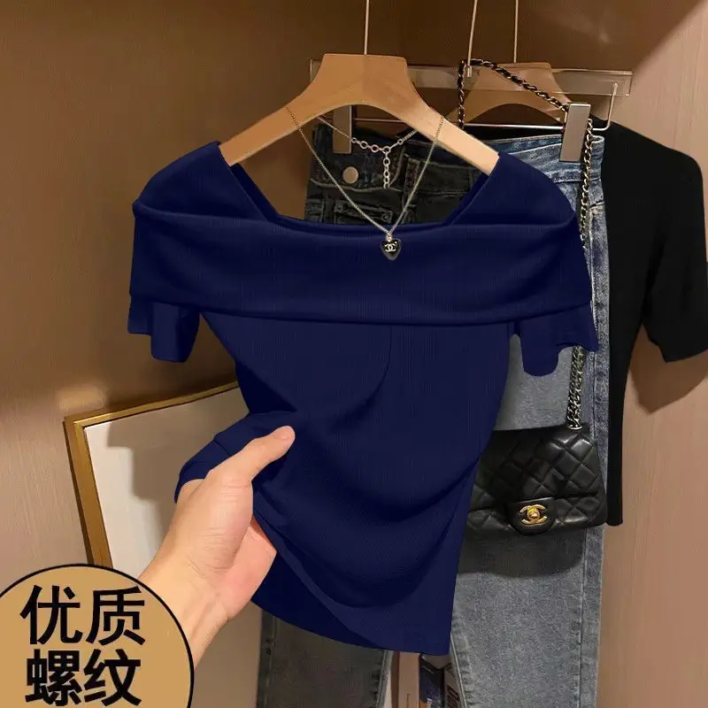 

Short Sleeve Solid Slim Simplicity Korean Tops Tees Summer New All-match Youth Fashion T Shirts Temperament Trend Women Clothing