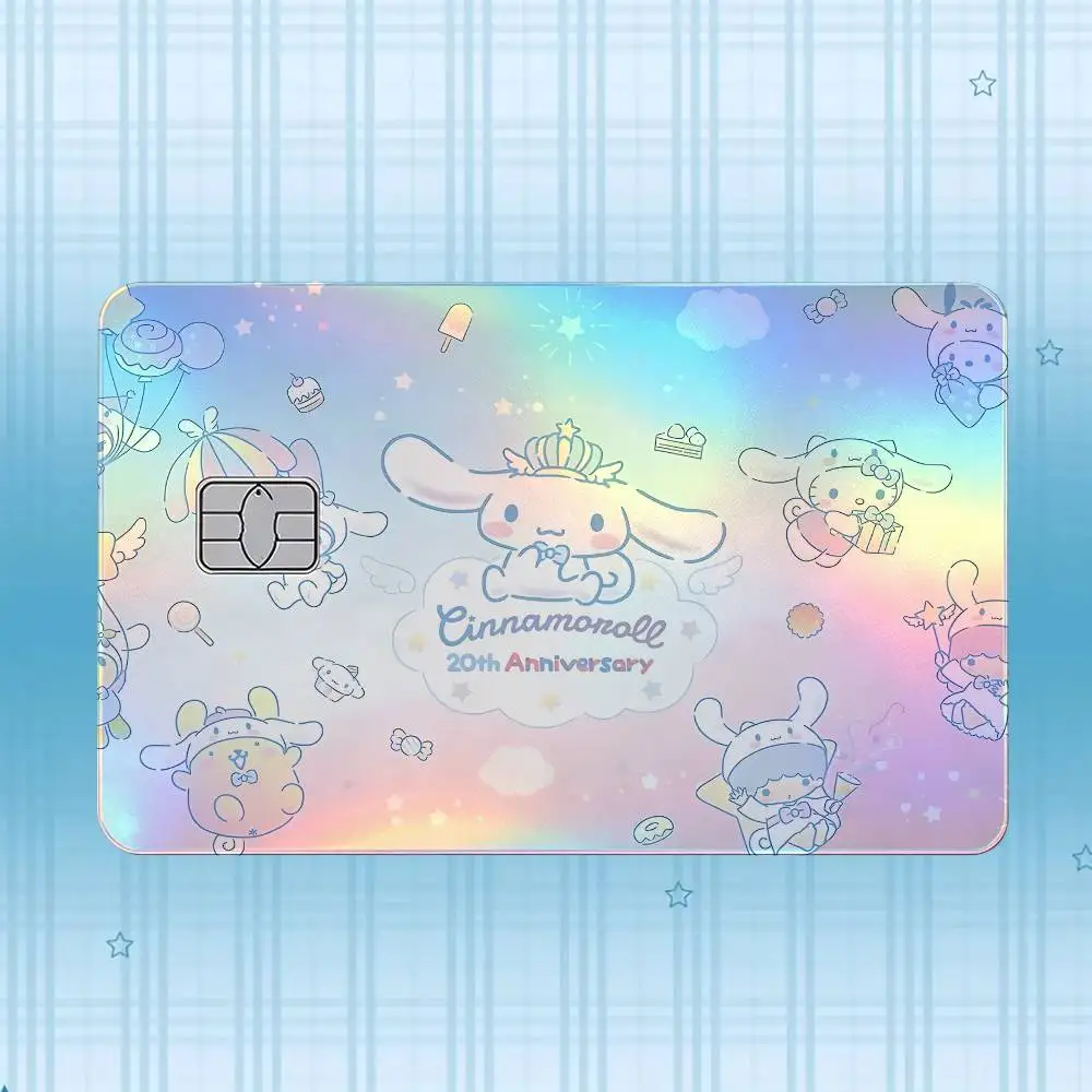 C-Cinnamoroll Laser-Holografischer Karten-Skin-Aufkleber für Kredit- und Debitkarten – 4 Stück/Set, wasserfester, kratzfester Schutz – Detail 4