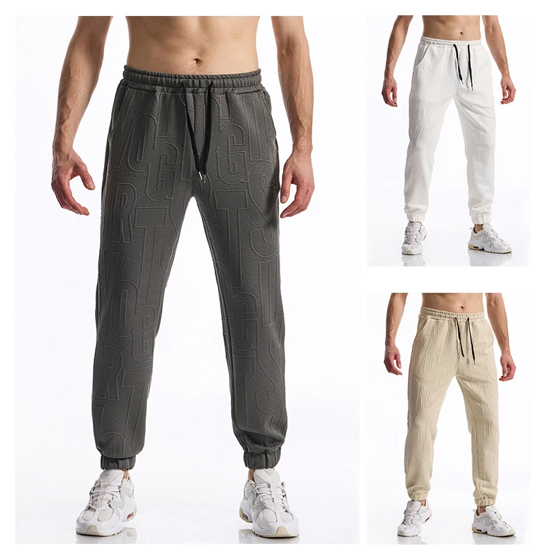 

Trendy 3D Letter Printed Men's Sweatpants Classic Solid Color Loose Casual Trousers Elastic Waist Comfortable Jogging Pants