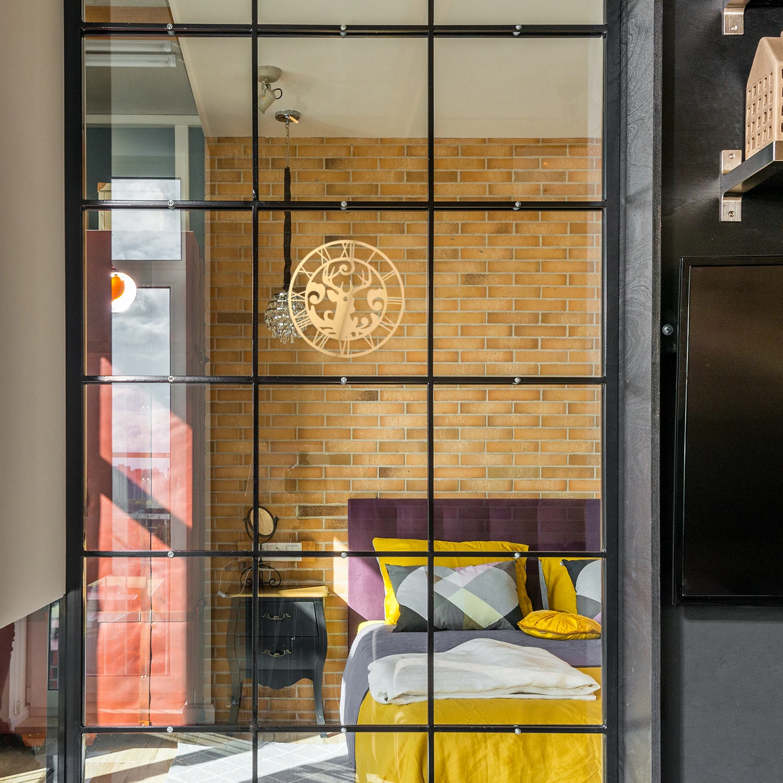 

Deer Wall Sticker Clock Round Acrylic Mirror Silent DIY Frameless Decorative Wall Clock for Living Room Bedroom Office