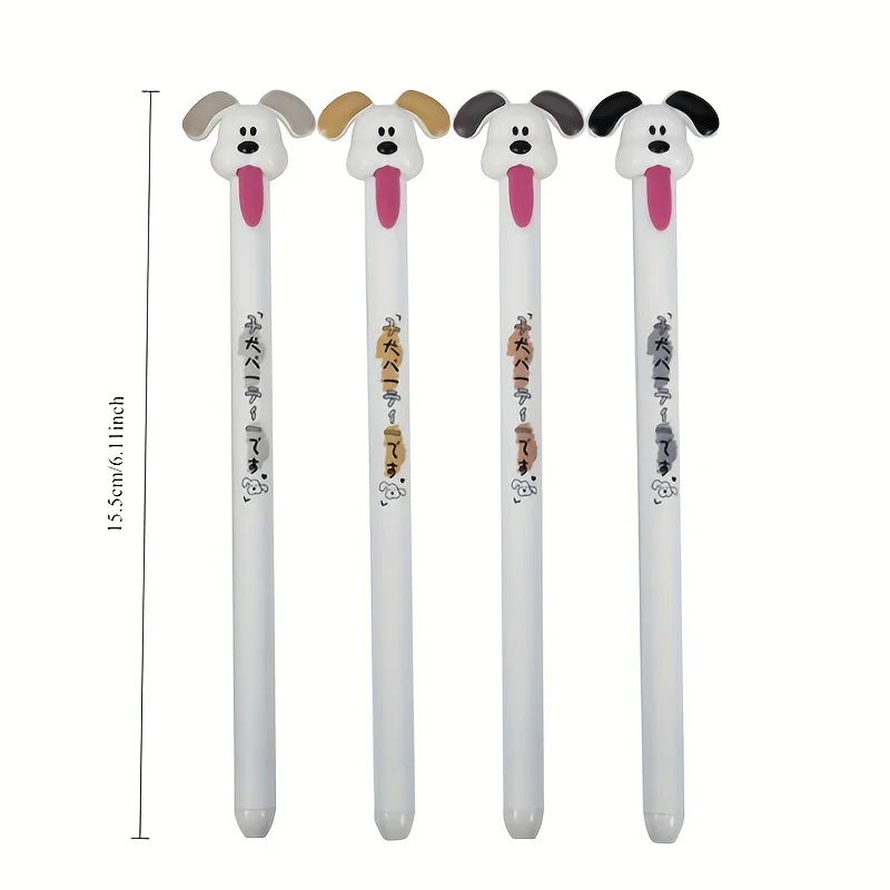 4 Pack Long Tongue Dog Gel Pens, 0.5mm Fine Point,  Retractable Tongue Refill Mechanism, Quick-Drying Ink