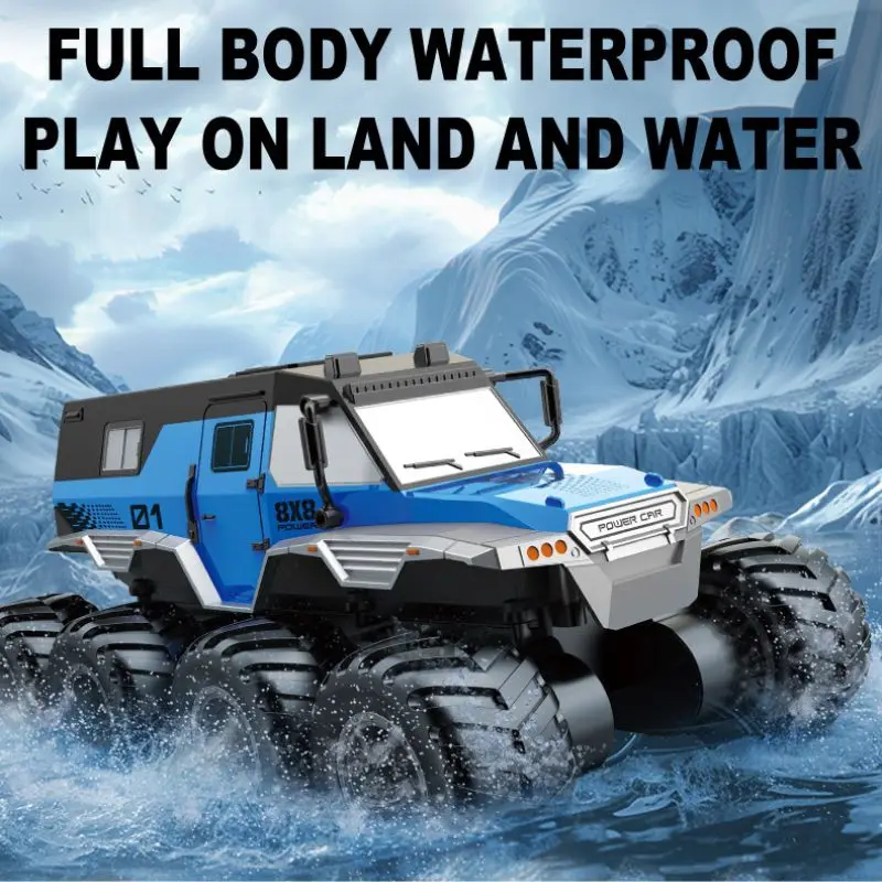 2025 JJRC new Q203 eight-wheel drive RC remote control car for children, amphibious all-terrain electric toy vehicle for boys.