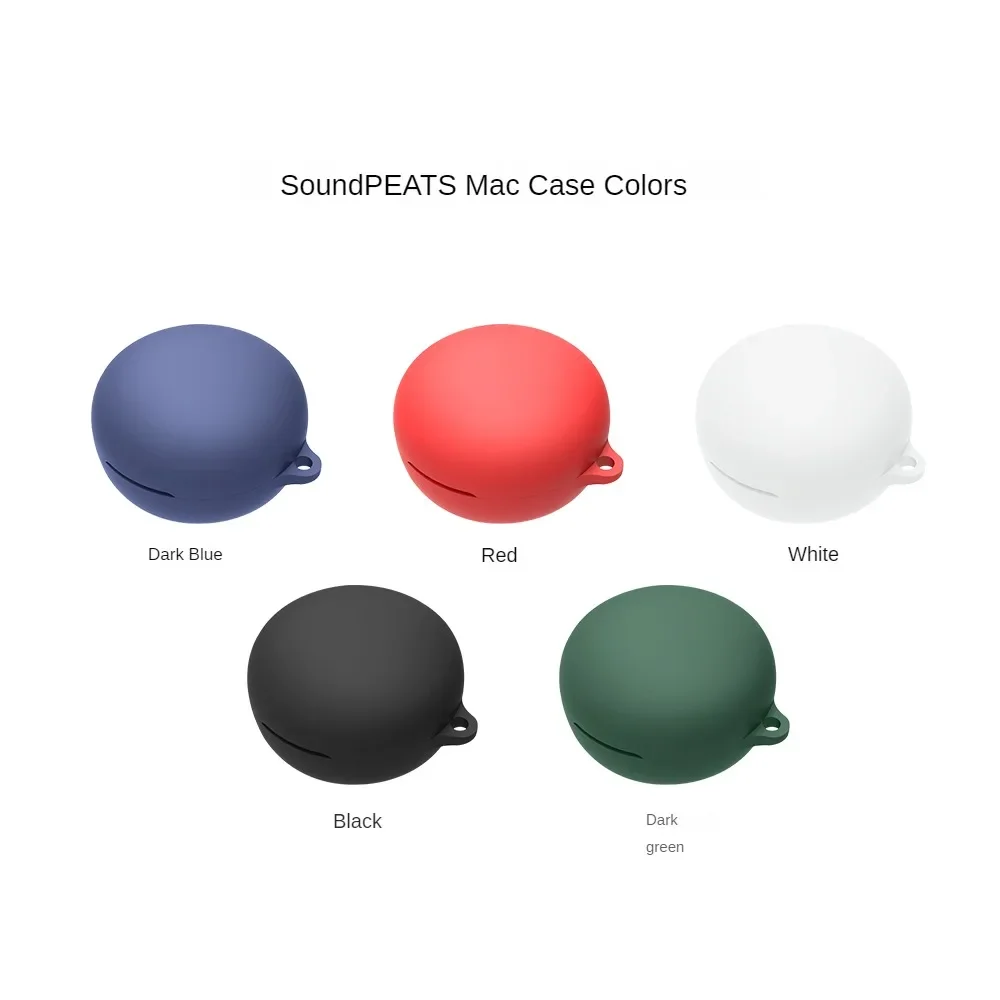 

Чехол для SoundPeats MAC, однотонный силиконовый мягкий чехол с рисунком, милый противоударный чехол SoundPeats Mac, защитный чехол с крючком