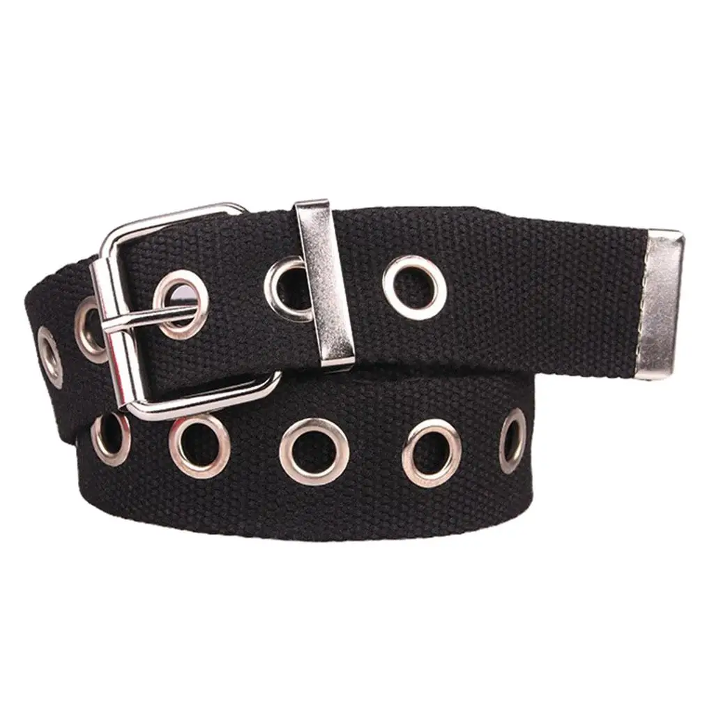 Canvas Web Belts for Men Casual Hole Grommet Belt Woven Fabric