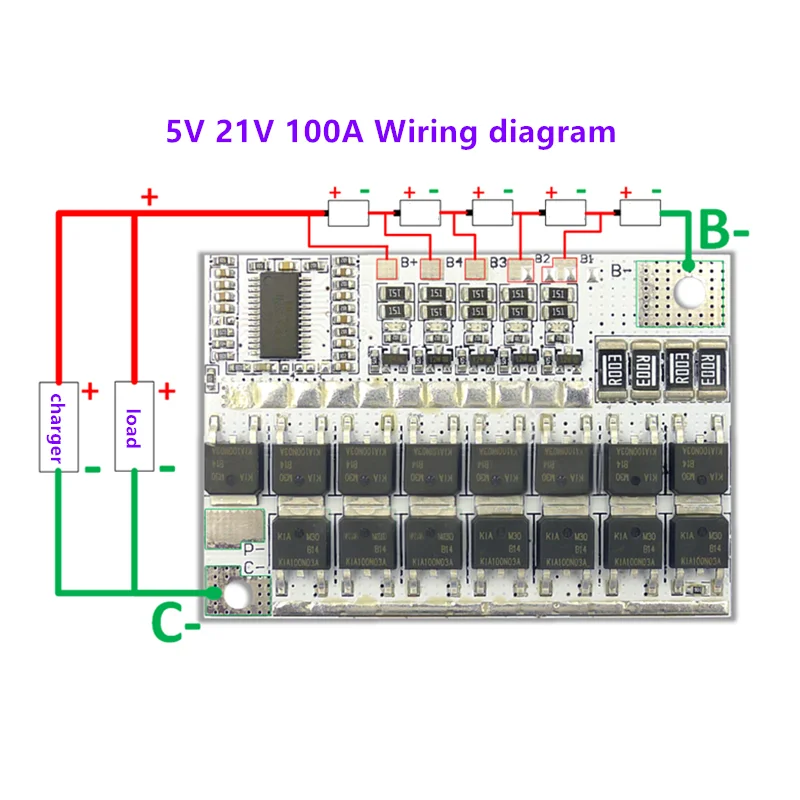 3s/4s/5s Bms 12v 16.8v 21v 3.7v 100a Li-ion Lmo Ternary Lithium Battery Protection Circuit Board Li-polymer Balance Charging