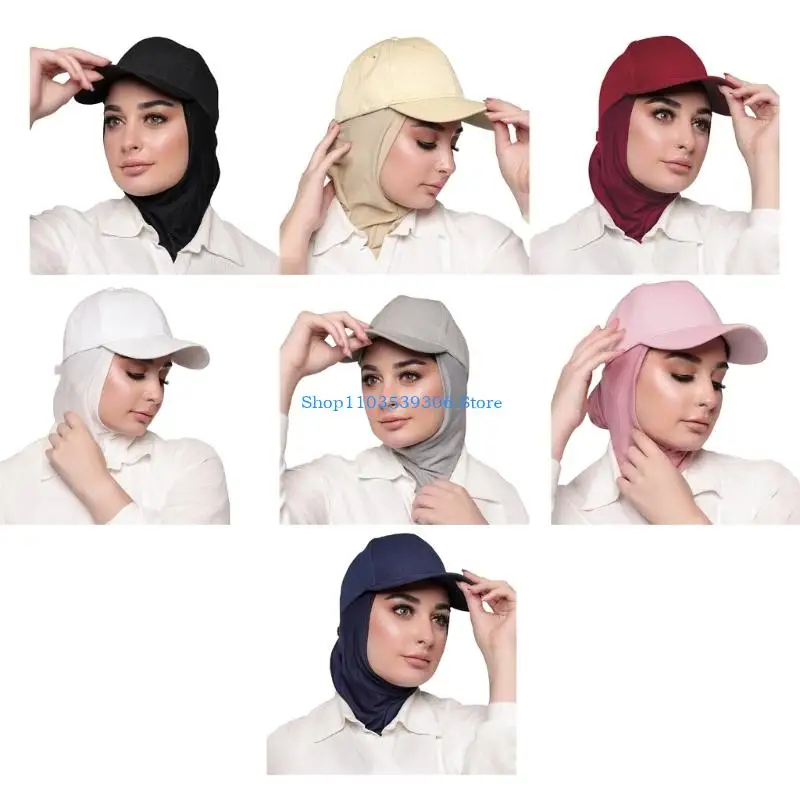 

400A Women's Hijab Shawl Scarf And Baseball Hat Head Wrap Set Providing Elegance And Warmth