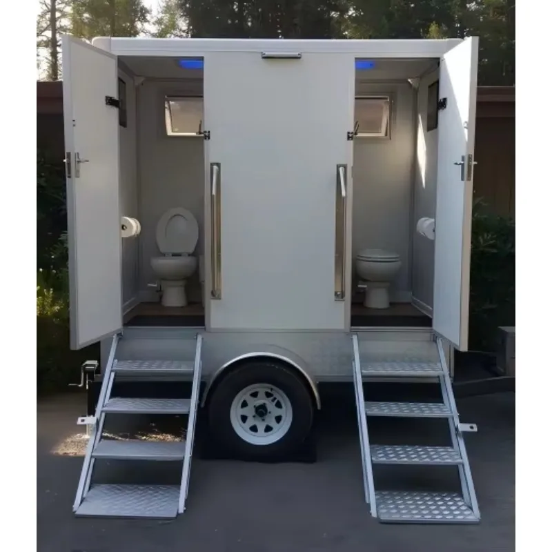 Reusable Mobile Restroom Trailer Foldable Portable Design Customized for Outdoor Short-Term Project Construction