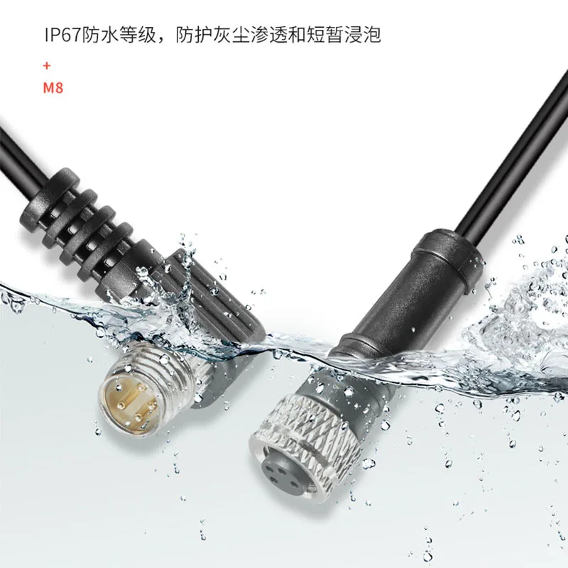 M8 Waterproof Aviation Plug Socket - 2Pin 3 Pin 4-Pin Sensor Connector Injection Molded With 2M Wires flange male female 6P 8P