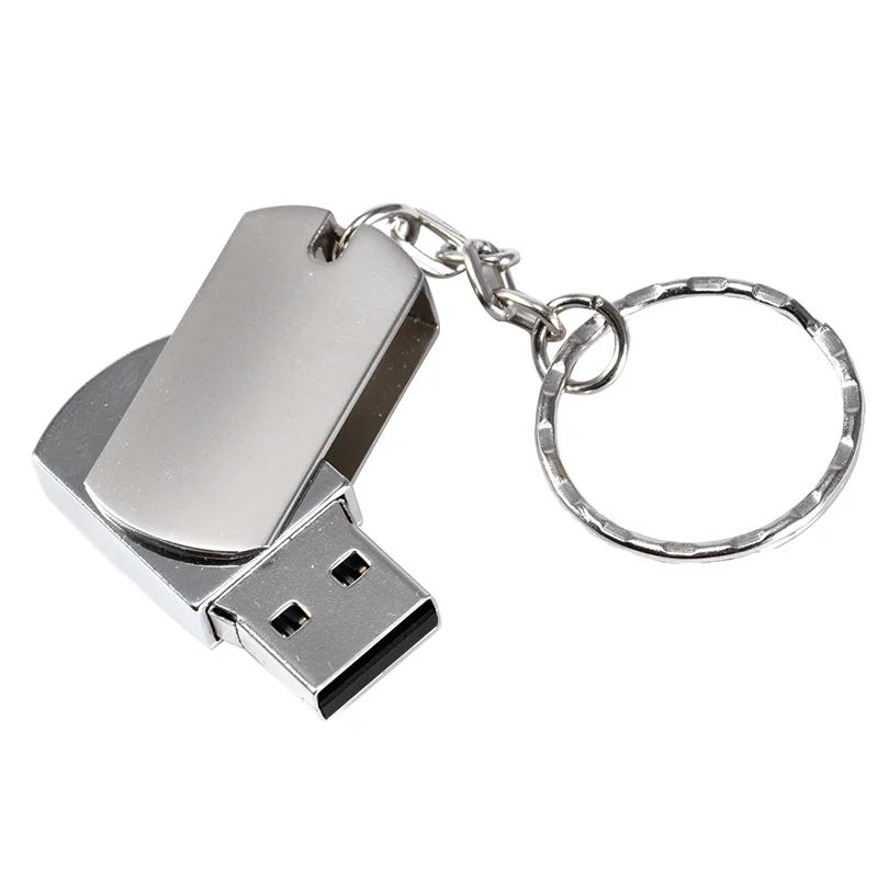 Flash Drive USB perak 128GB, Pen Drive logam Mini 64GB stik memori dapat diputar 32GB hadiah bisnis Stik USB 16GB 8GB untuk komputer