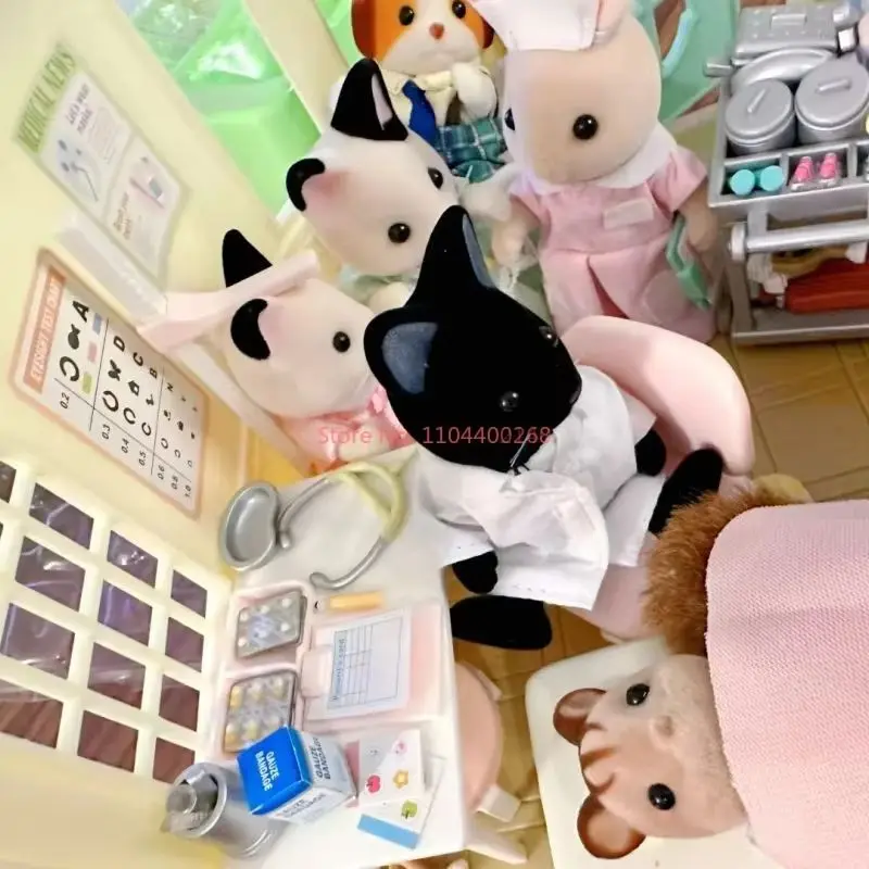 Sylvanian Families Clinique Ensemble Anime Figure Kawaii Enfants Ensemble Pour Jouer Maison Jouets Cadeau D'anniversaire Pour Enfants Jouets Pratique Cadeaux