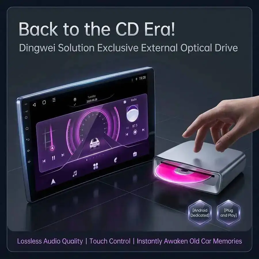 R Plug and Play USB External Car DVD CD Drive Box for Android Head Unit Auto Multimedia Player Touch Control Video Music Reader