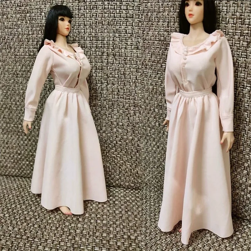 

1/6 Scale Female Soldier Round Neck Lady Long Dress Clothes Model for TBLeague Phicen Action Figures Scene Ornaments