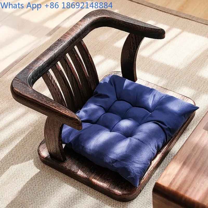 

Solid Wood Backrest Tatami Small Chair Home Tea Chair Leisure Chair Balcony Bay Window Table Low Stool