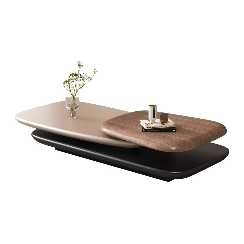 

Italian minimalist rotating coffee table villa living room size modern simple mechanical suspension solid wood coffee table