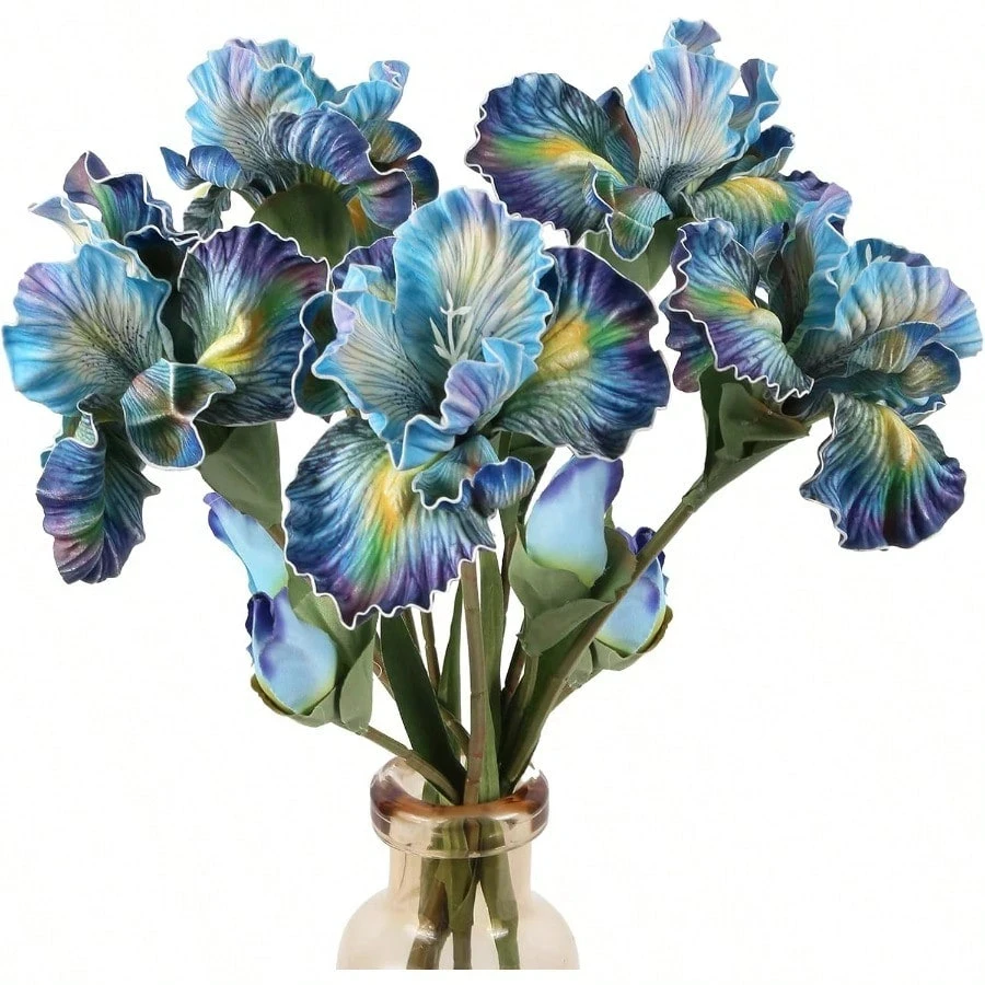 45 cm lebensechte künstliche Irisblumen mit Knospe, EVA-Textur, künstliche Blumen für Zuhause, Tischdekoration, Hochzeit, Blumenarrangements