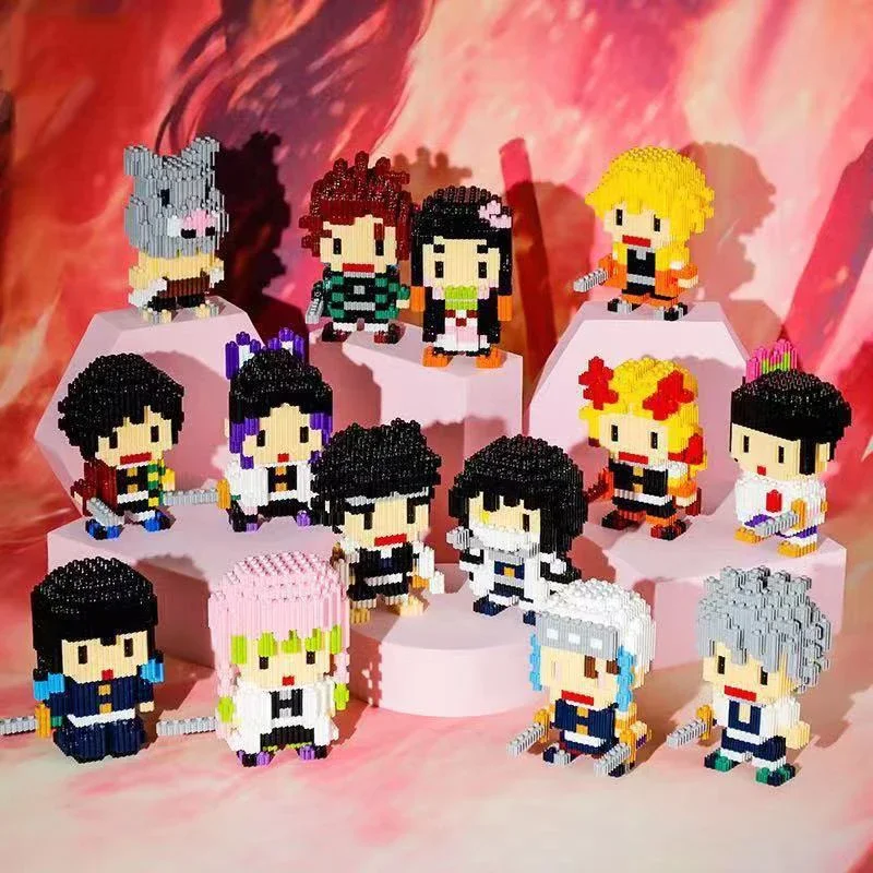 Demon Slayer Diamond blocks Building block Cartoon Anime Nezuko Tanjirou Zenitsu Inosuke Kanawo Shinobu Tengen Children toys boy