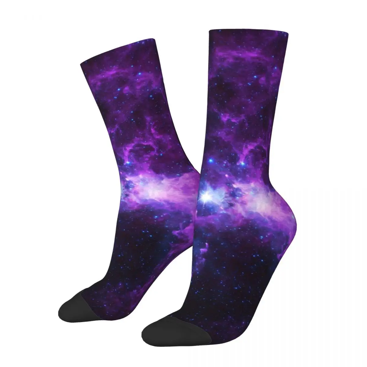 Purple Galaxy Socks Colorful Print Kawaii Stockings Autumn Anti Bacterial Female Socks Soft Custom Cycling Socks