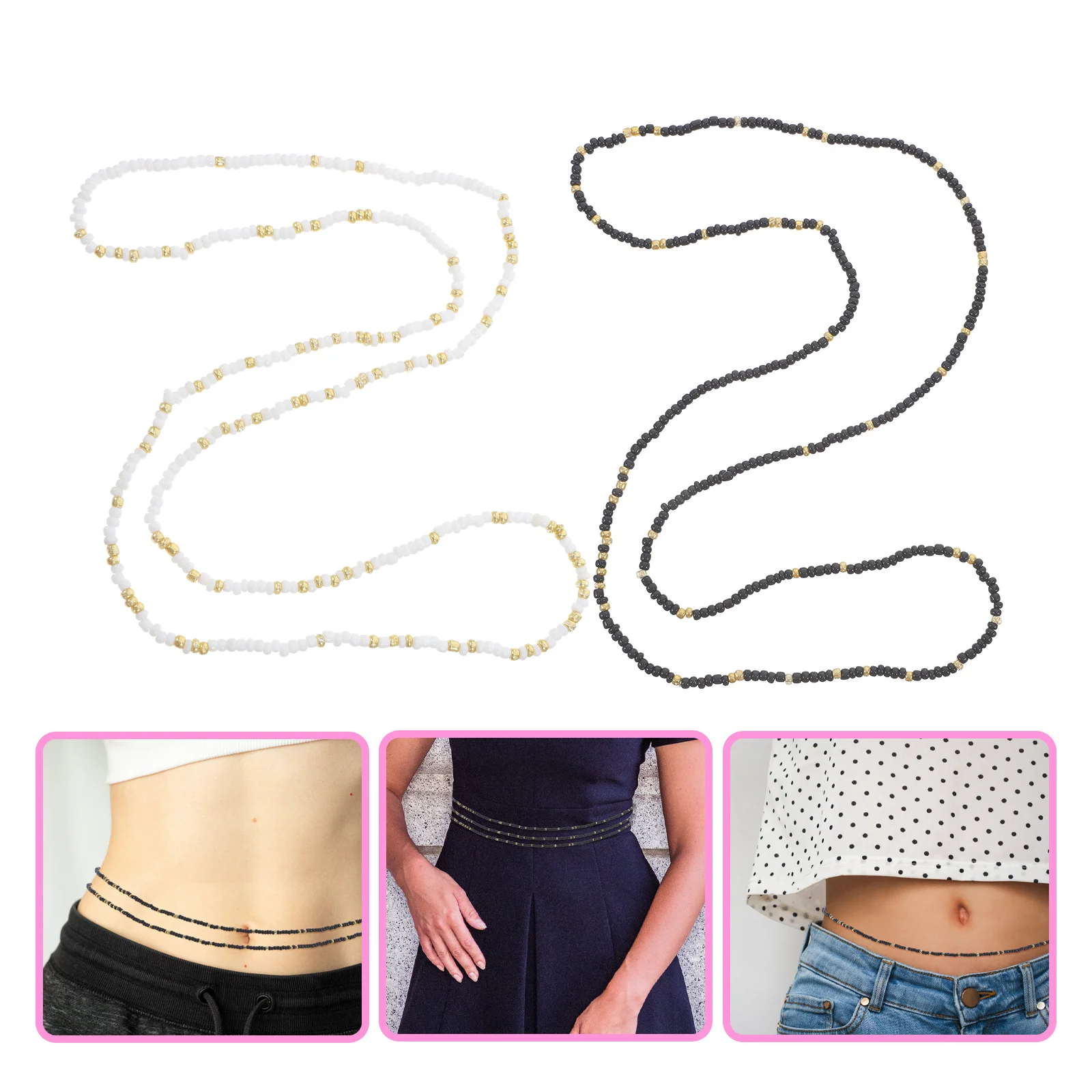 

6Pcs Elastic Beaded Waist Chain Set Colorful Belly Body Jewelry for Women Boho Beach Accessories Summer Vacation Party