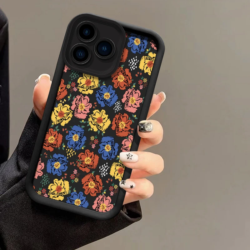 Matte Shockproof Phone Case For Xiaomi Poco C50 C31 M5s M4 M3 M2 C61 C55 C51 C40 C65 M7 Pro M6 Plus Soft TPU Flower Print Cover