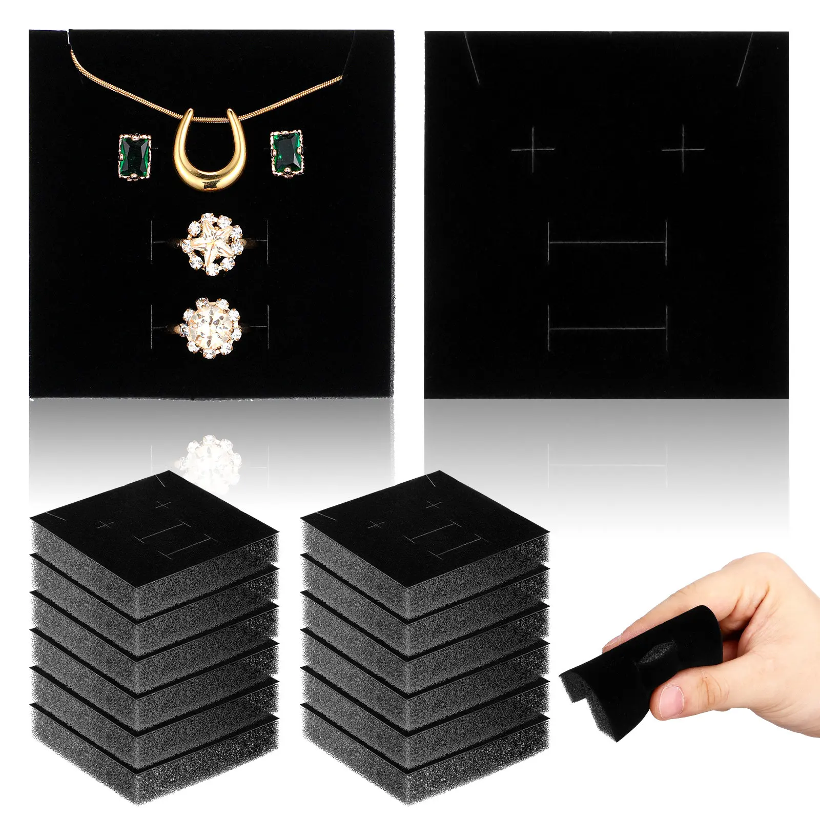 30Pcs Jewelry Box Foam Insert Soft Cushion Padding Rings Holder Organizer Display Tray Storage Retail Showcase Protection
