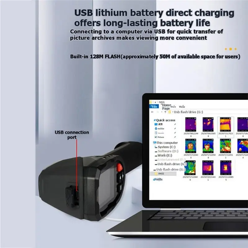 LXYB18B TISR 240X240 Handheld Infrared Thermal Camera Visible Light Fusion Photo& Video Taking Automotive Thermal Imaging Tool