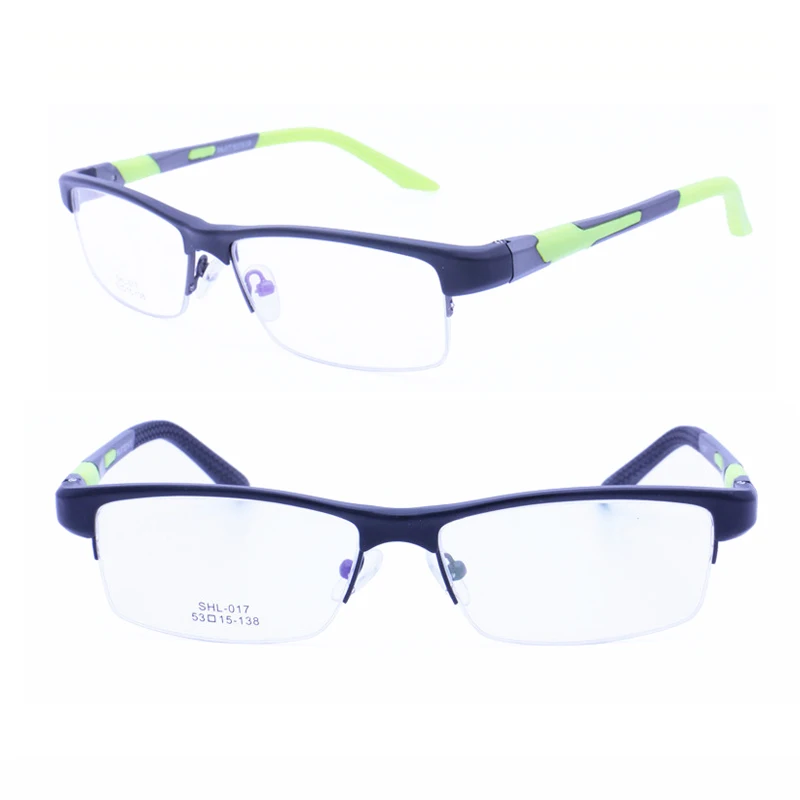 SHL017 Lightweight Classic Rectangle Half-rim TR90 Front Combined Aluminum Flexible Temple Optical Frames for Teens