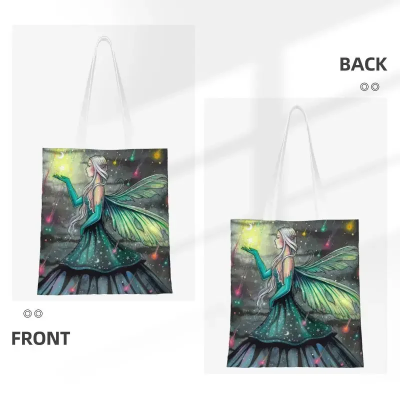 Fashion Printed Showers Fairy Fantasy Artwork By Molly Harrison Shopping Tote Bags Canvas Shoulder Shopper Handbag