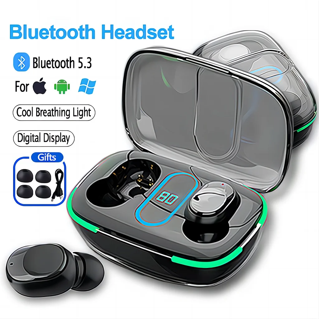 Original TWS Pro70 Wireless Bluetooth Headset with Mic LED Colorful HiFi Display Earbuds Wireless Charging Headphones for Phone