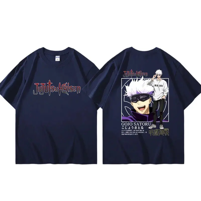 Jujutsu Battle Anime Peripheral Gojo Wu Pure Cotton Cartoon Printed Men's and Women's Clothing Summer New Short Sleeves