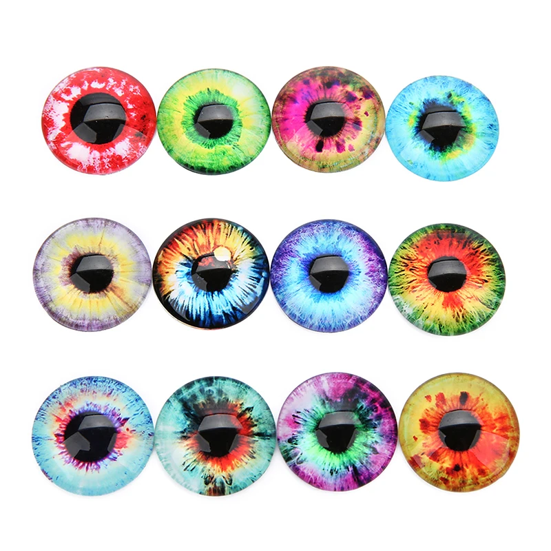 20pcs 10 12 14 16 18 20 25mm Mixed Round Dragon Eyes Cabochon Beads Glass Flatback Photo Cabochons Base DIY Msking Accessories