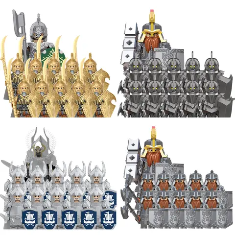 MOC Middeleeuwse Elf Rohan Soldaten Actiefiguren LOTR Mini Bouwstenen Poppen Bouwstenen Leger Garde Model DIY Speelgoed Cadeau