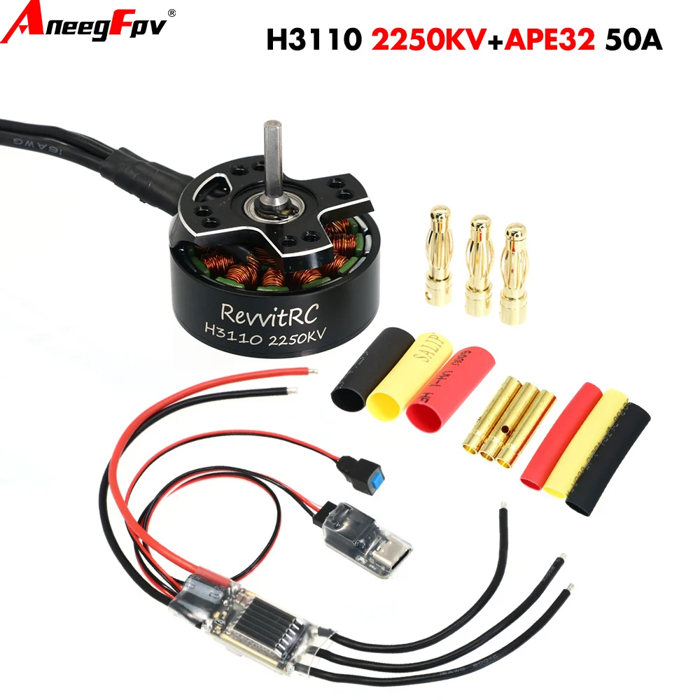 RevvitRC H3110 Brushless Motor 2250KV 1850KV  2-4S 14-Pole with 3.17mm Shaft for RC 1/10 Car APE32 AM32 ESC 50A 3-6S 32-bit