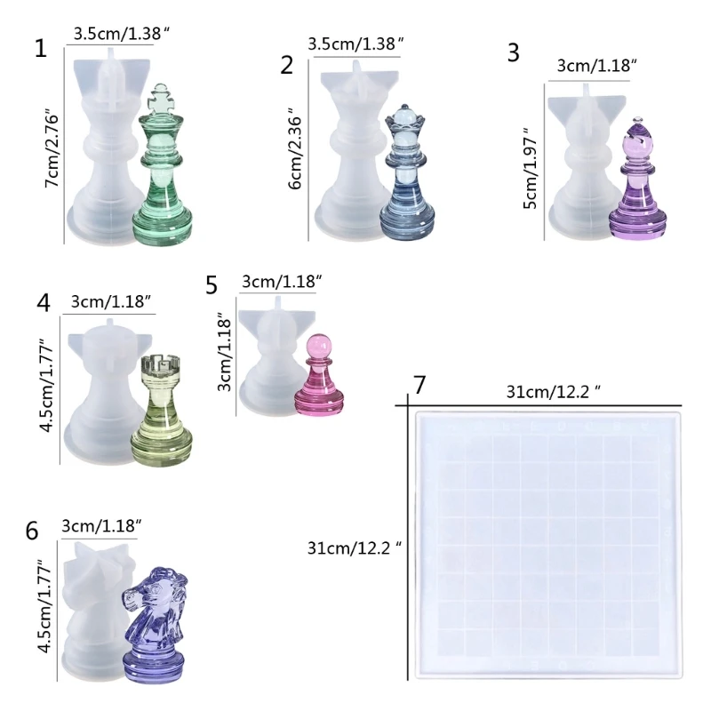 3D International Chess Piece Silicone Molds Epoxy Resin Casting Molds Jewelry Making Tools for Family Party Board Games