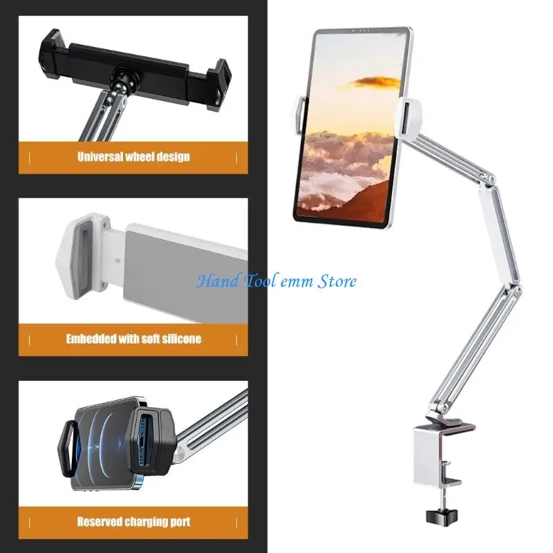 

H37F Rotating Tablets Stand With Flexible Arm And Silicone Grips for Phones And Gaming Consoles