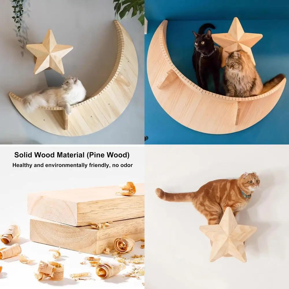 

Большие настенные полки для кошек, лестница для восхождения, когтеточки для кошек на тему луны и звезд
