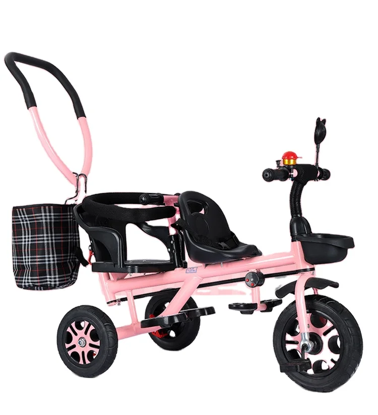 

Cheap Steel Twins Tricycle Baby Stroller Double Seat Kids Baby Bike Tricycle With Rotating Seat