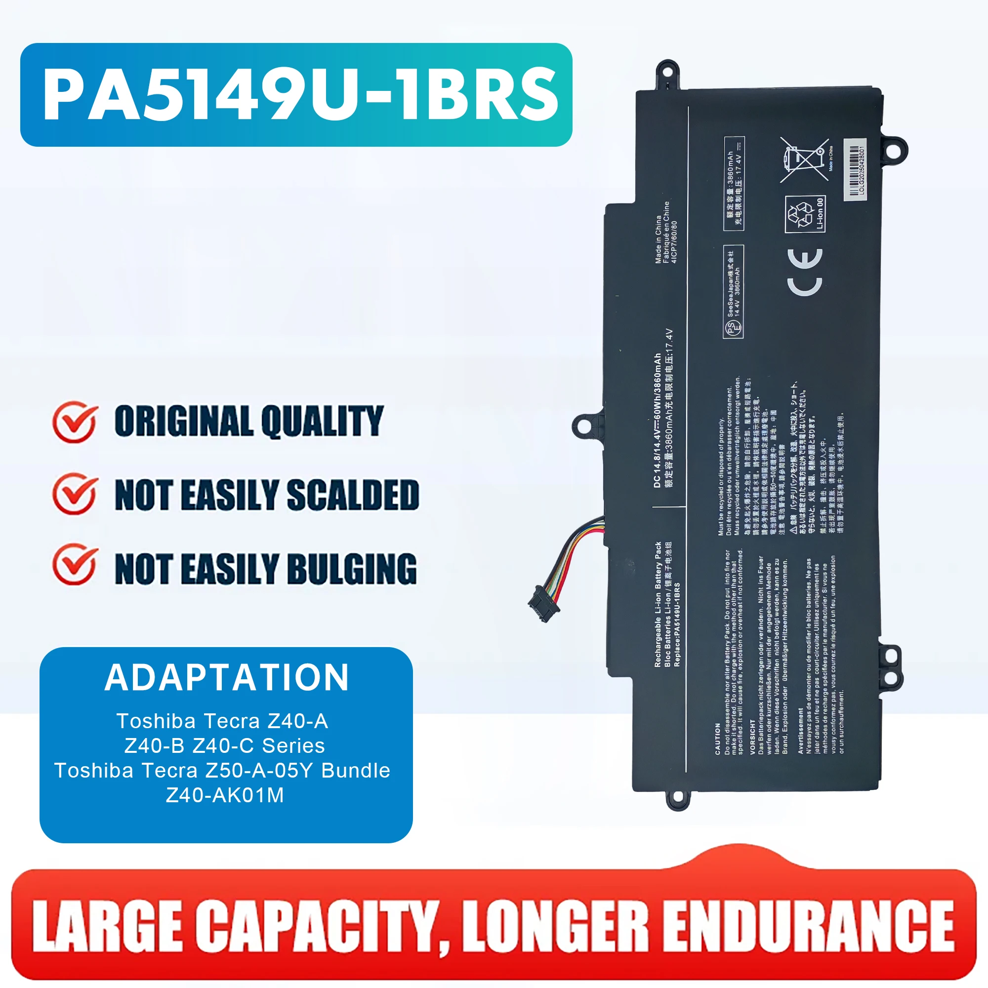 Brand new Laptop Battery PA5149U-1BRS  for Toshiba Tecra Z40 Z40-A Z40-A-110 Z40-B Z40-C Z40-A-10X Z40-A-16Q 4INP7/60/80 PA5149U